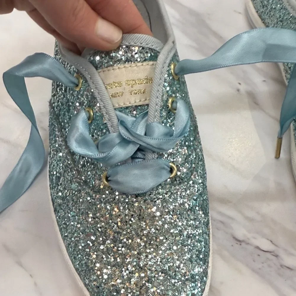 Glittery Teal Sneakers with Satin Laces